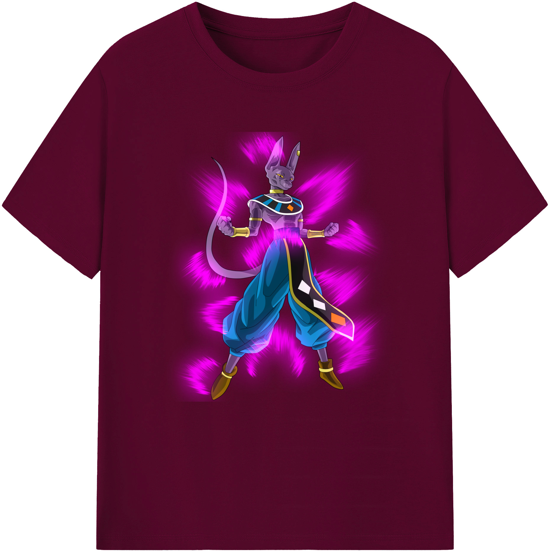 （画像用） ドラゴンボール ビルス 破壊神ビルス DRAGON BALL Beerus Birusu レディースカジュアルプリントTシャツ（綿100％）